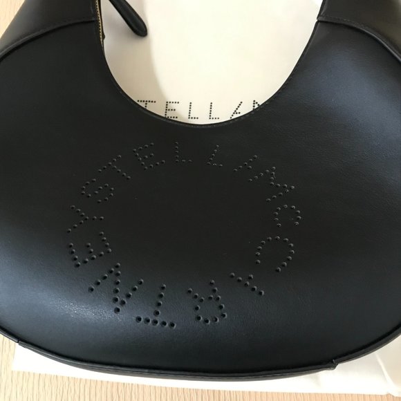 NWT: STELLA MCCARTNEY | Small Logo Hobo Shoulder Bag Color:  BLACK - Picture 10 of 13